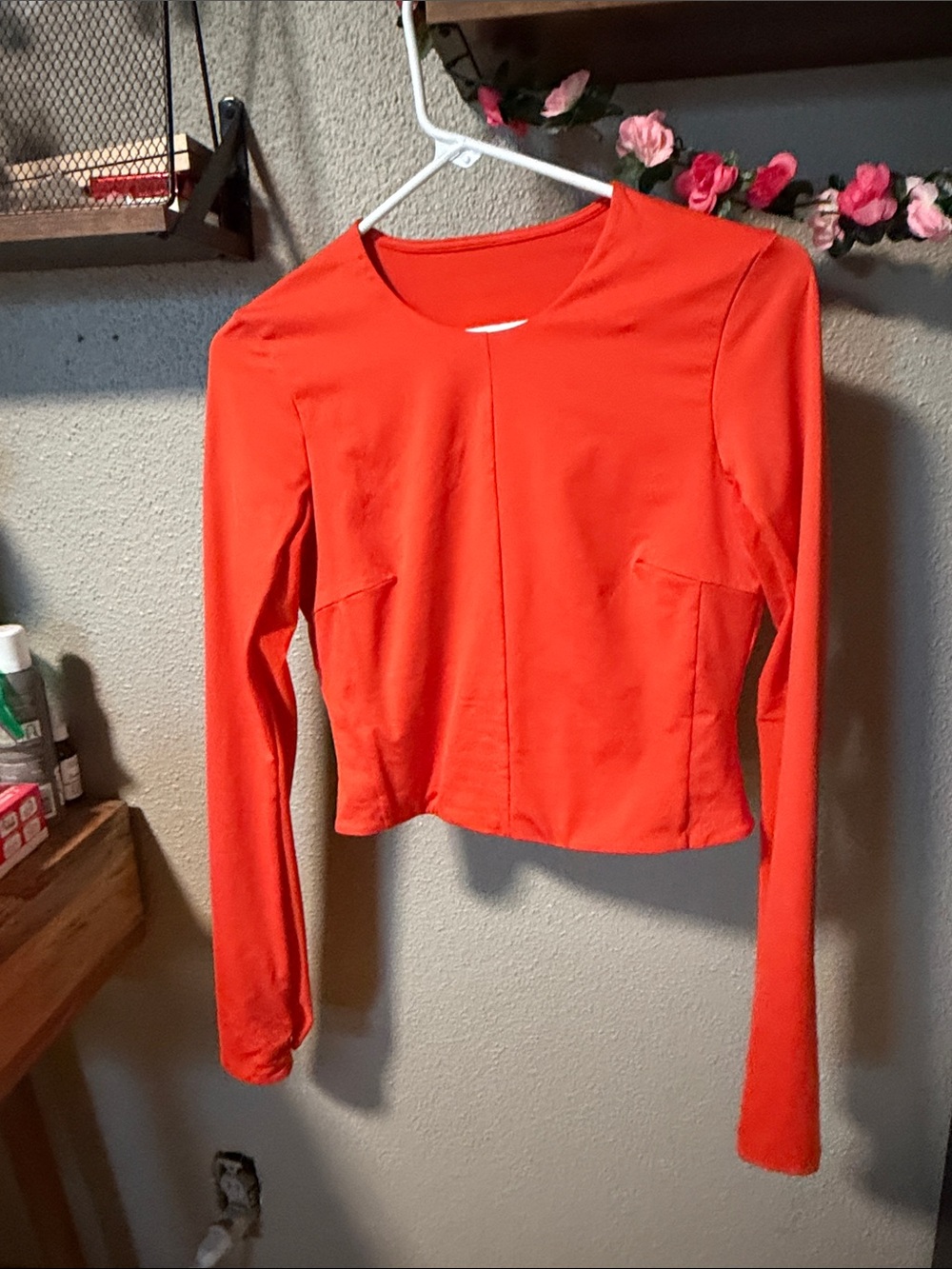 lululemon athletica Orange Long-Sleeve Cropped Performance Top